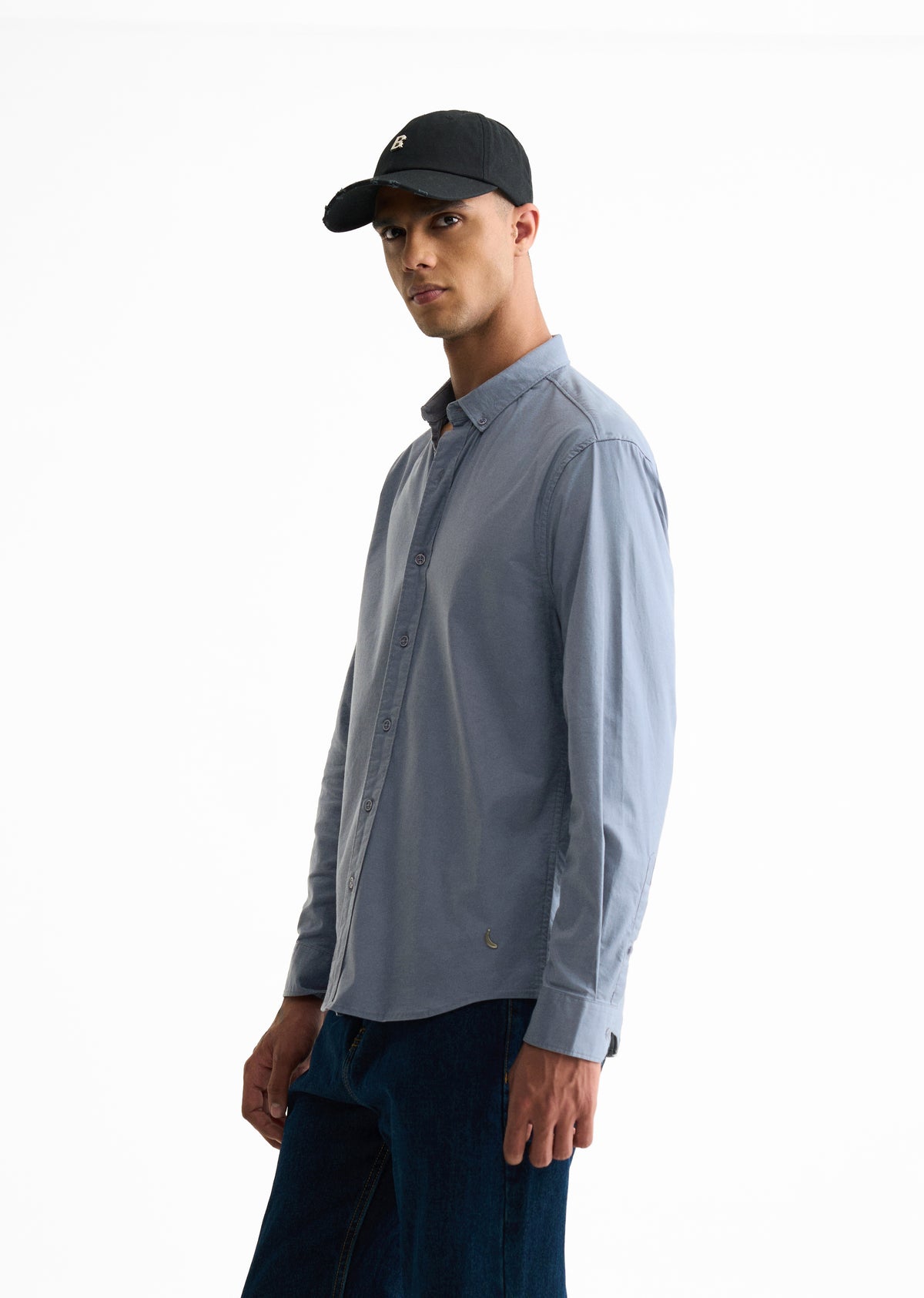 Stone Blue Contrast Placket Shirt