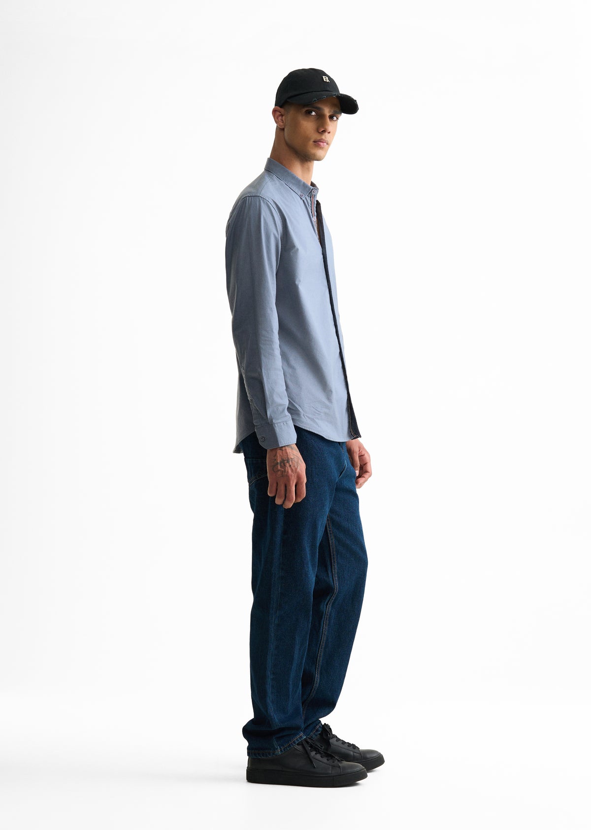 Stone Blue Contrast Placket Shirt