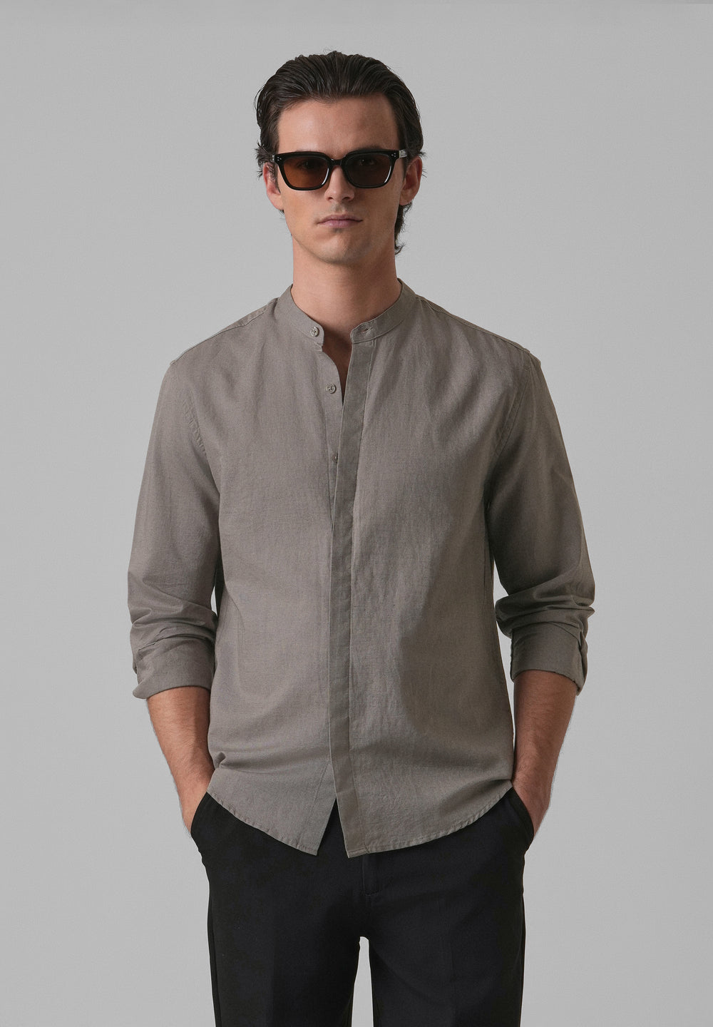 Stone Grey Cotton Linen Shirt