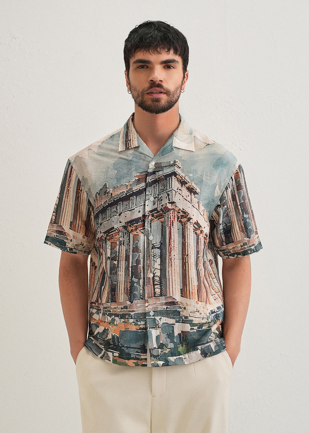 Stone Ruins Placement Print Shirt