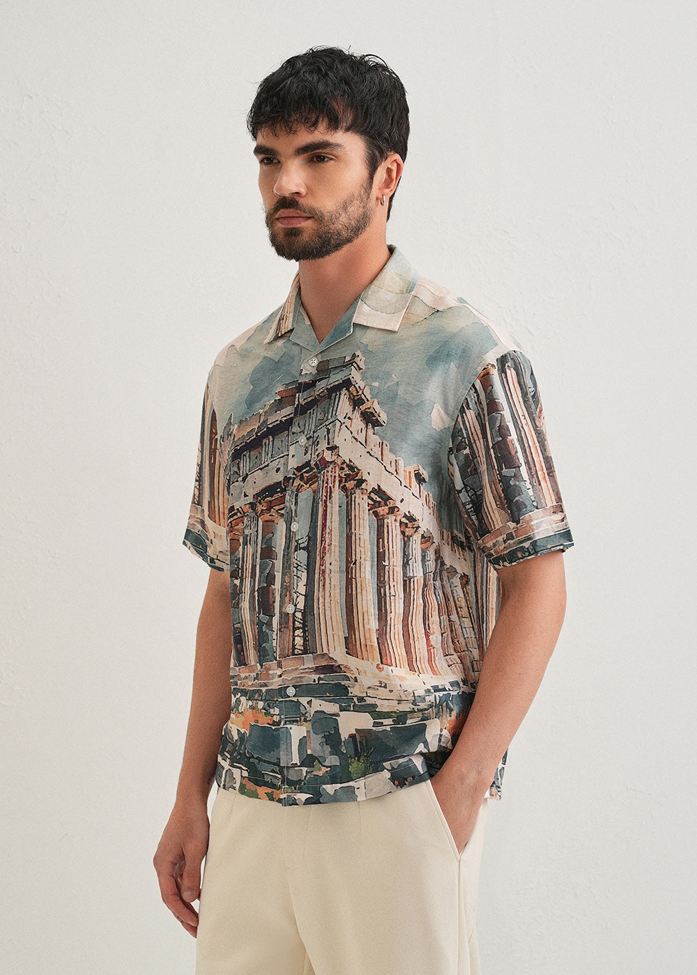 Stone Ruins Placement Print Shirt