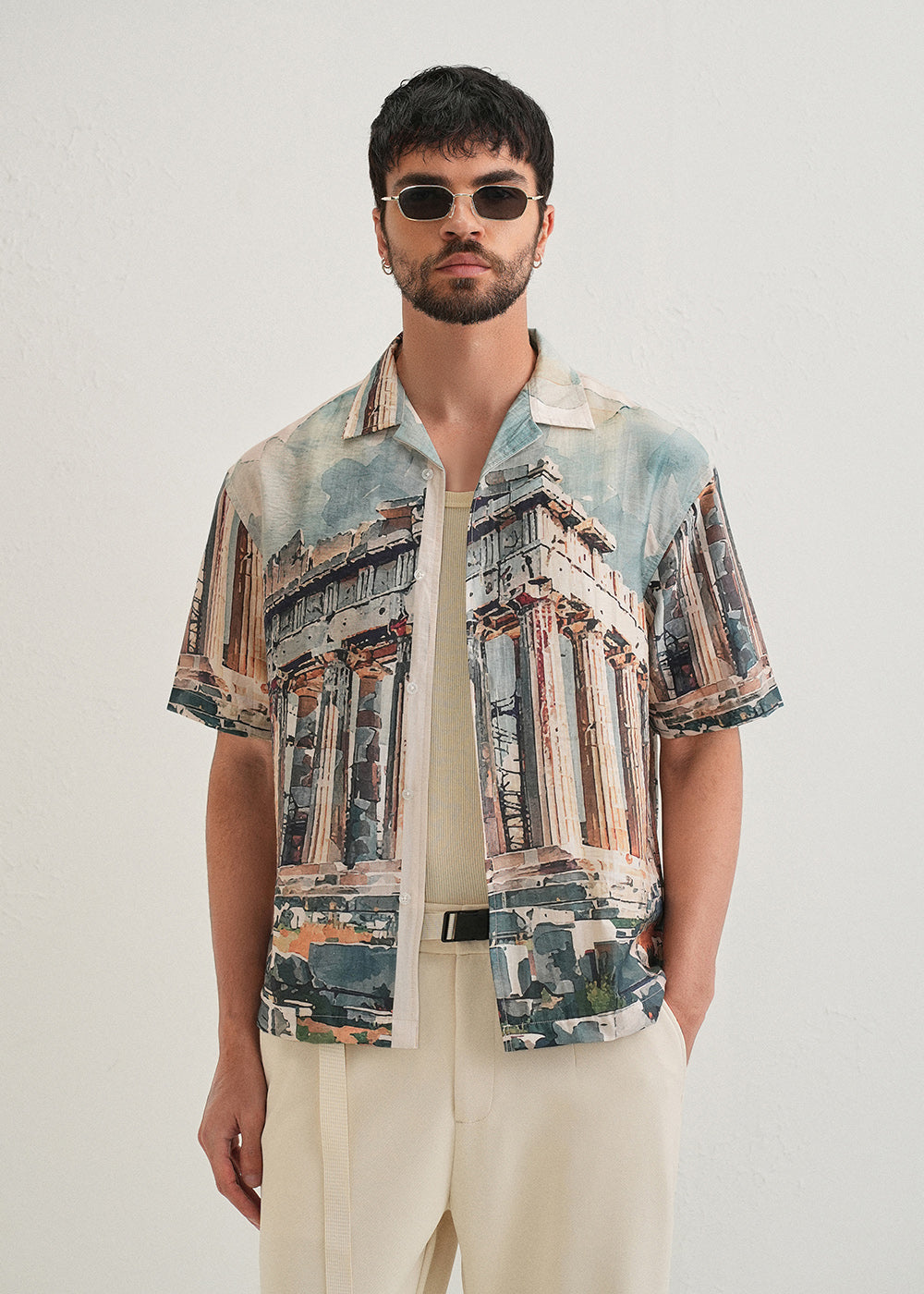 Stone Ruins Placement Print Shirt