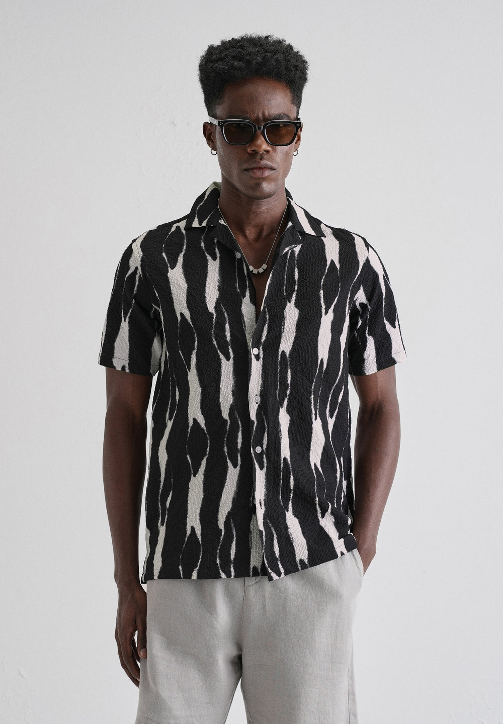 Streak Print Black Popcorn Shirt