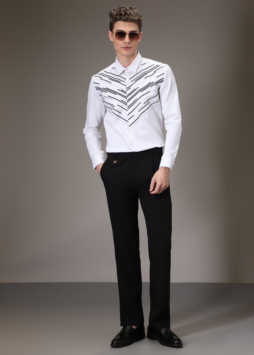Strike Needle Work White Shirt