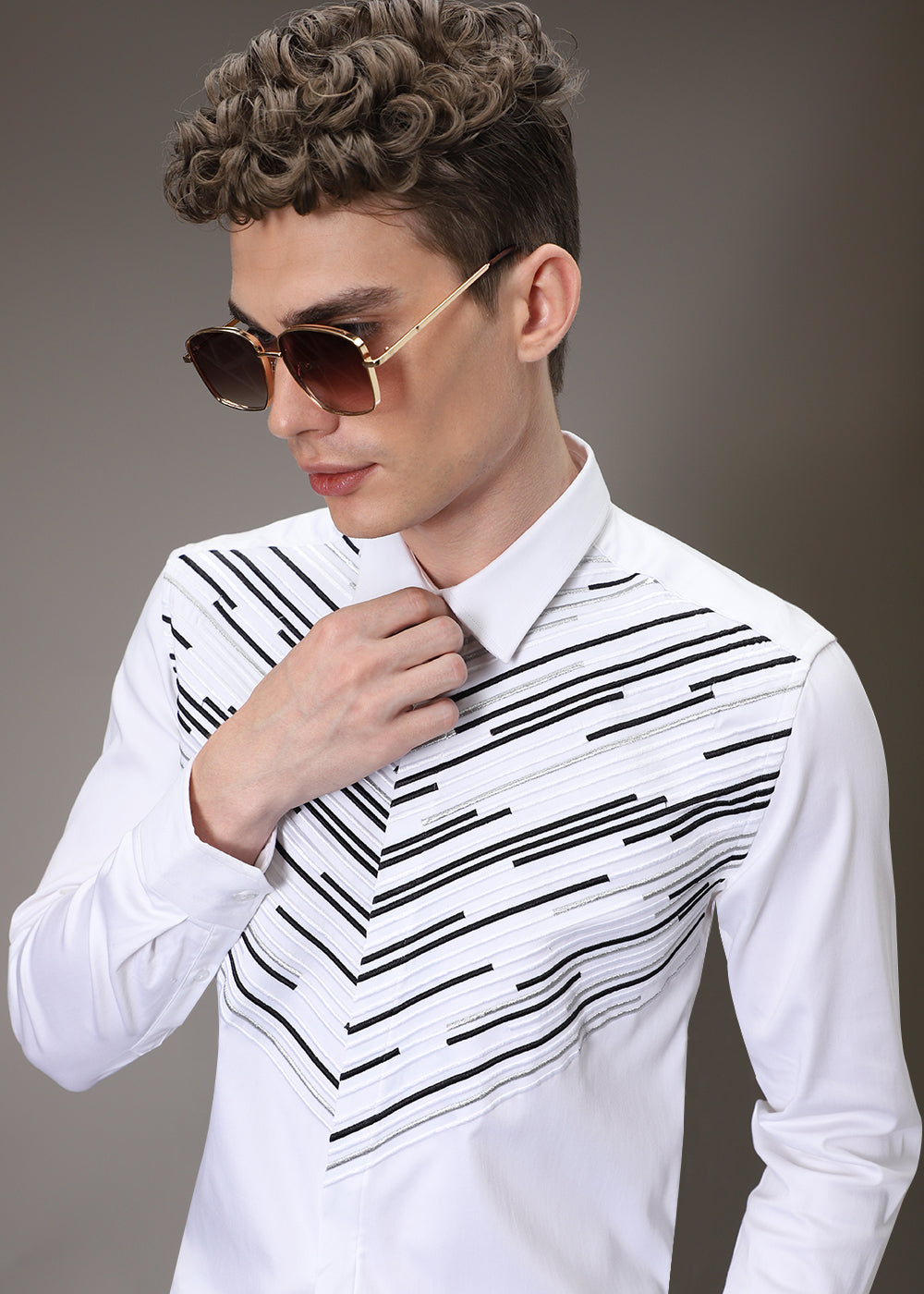 Strike Needle Work White Shirt