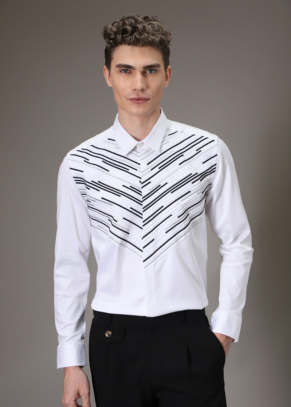 Strike Needle Work White Shirt