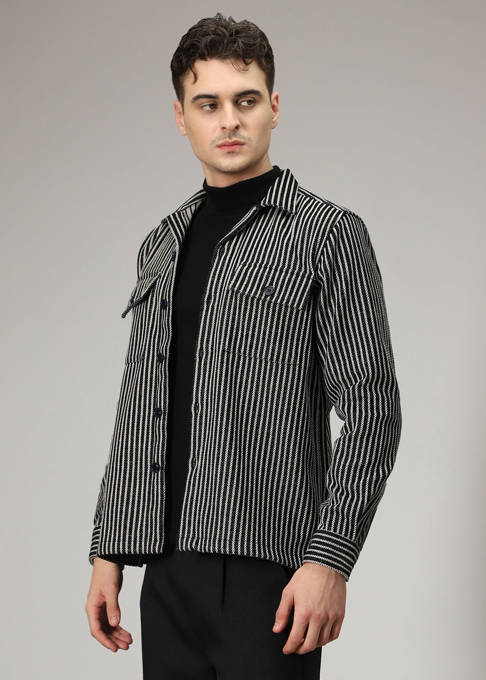 Striped Black Shacket