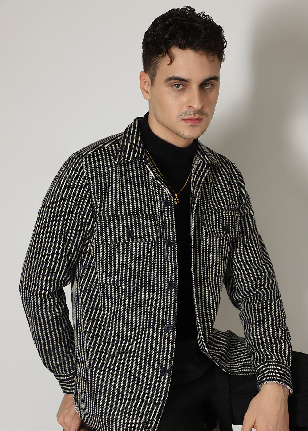 Striped Black Shacket