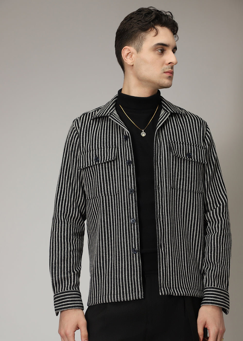 Stripped Black Shacket