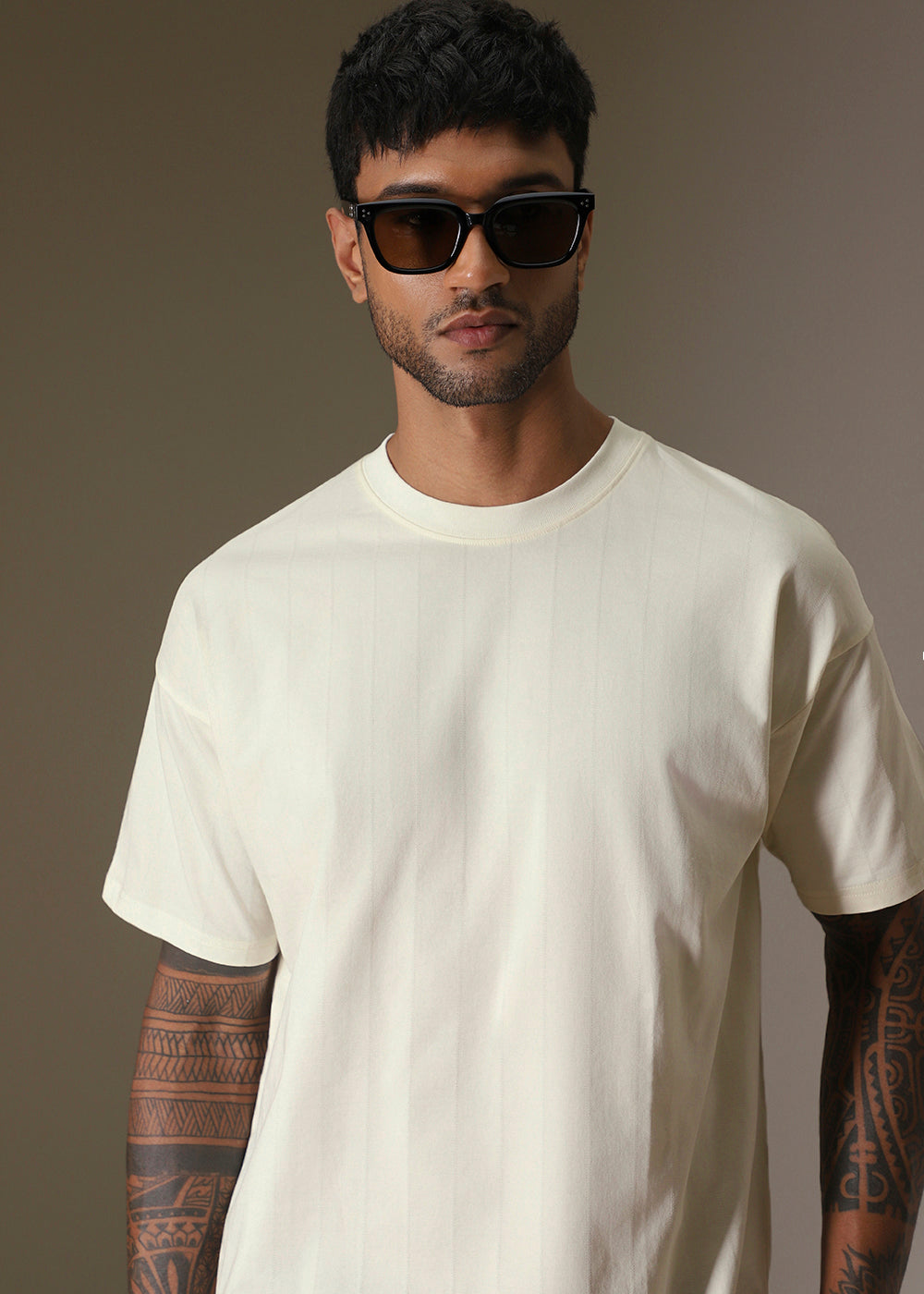 Striped Off White Oversized T-shirt