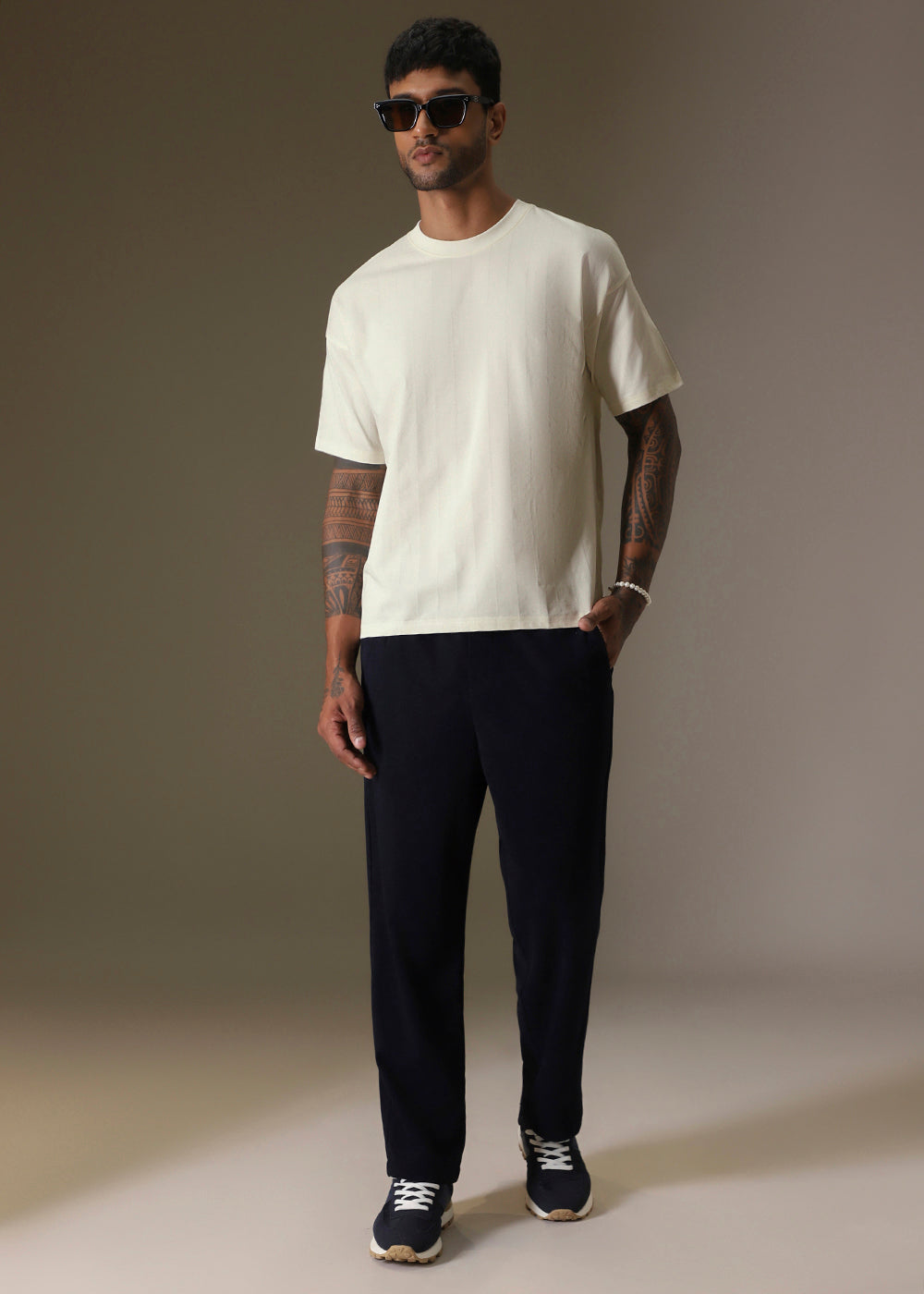 Striped Off White Oversized T-shirt