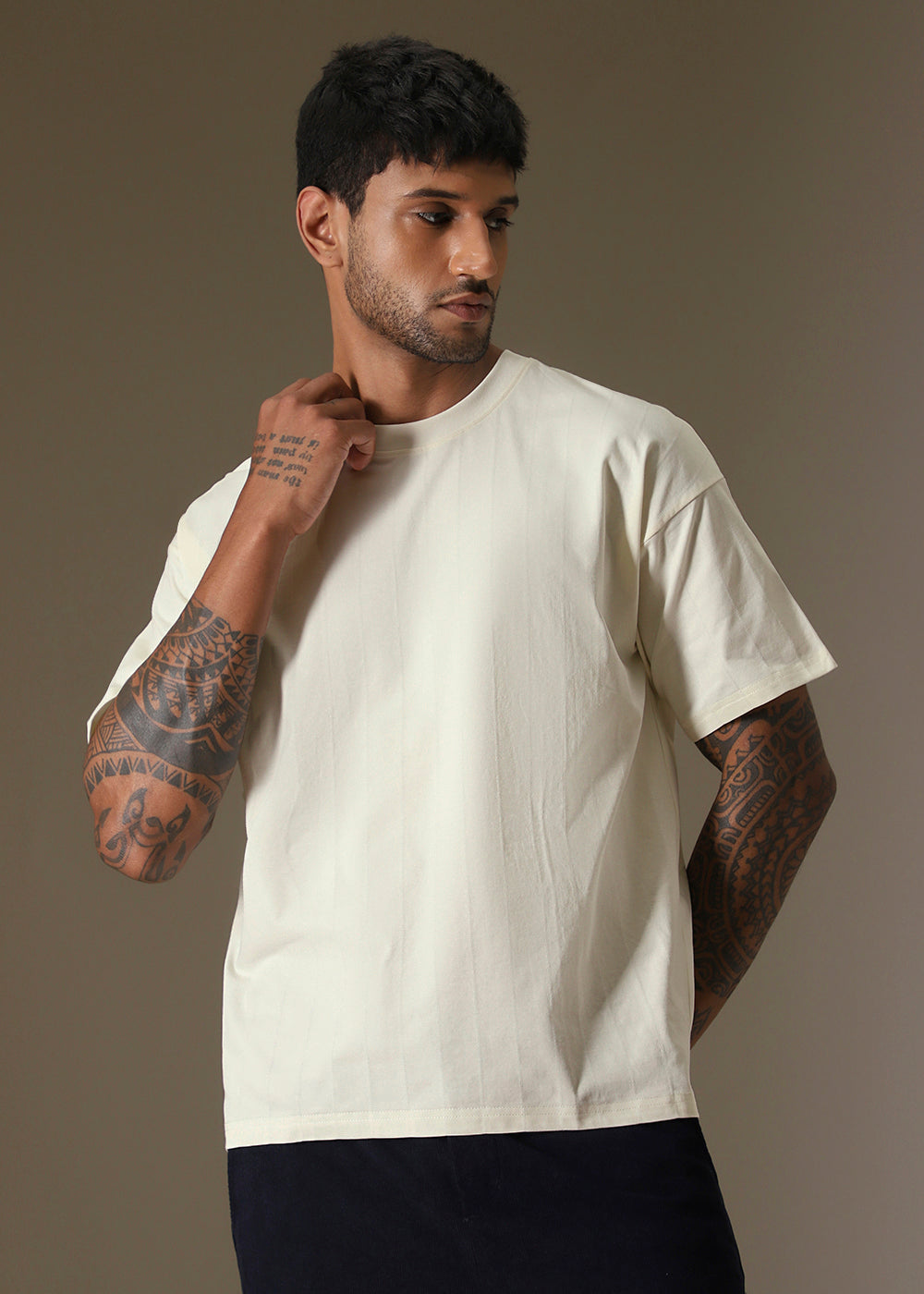 Striped Off White Oversized T-shirt