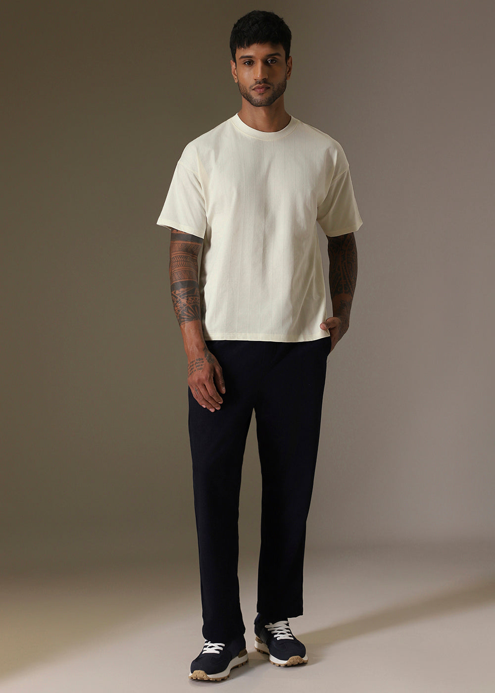 Striped Off White Oversized T-shirt
