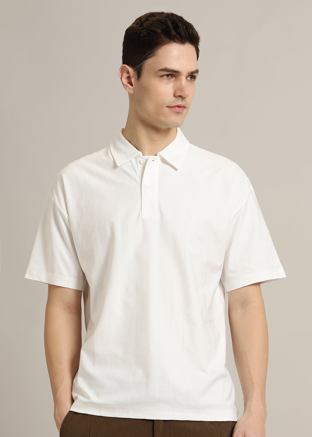 Striped White Polo T-Shirt