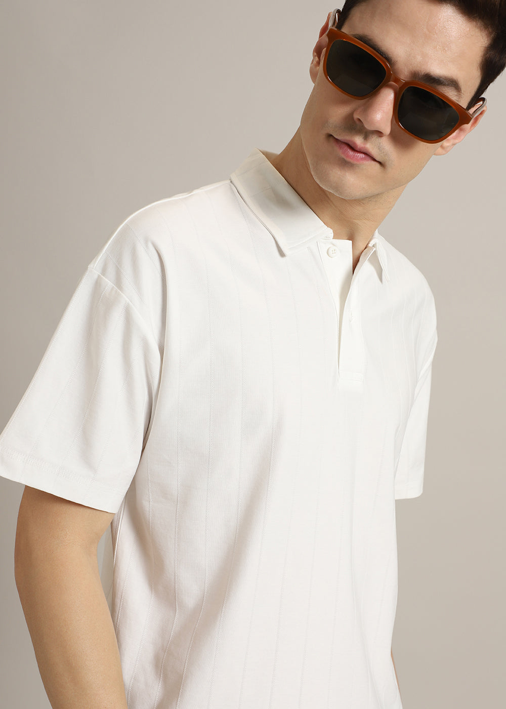 Striped White Polo T-Shirt