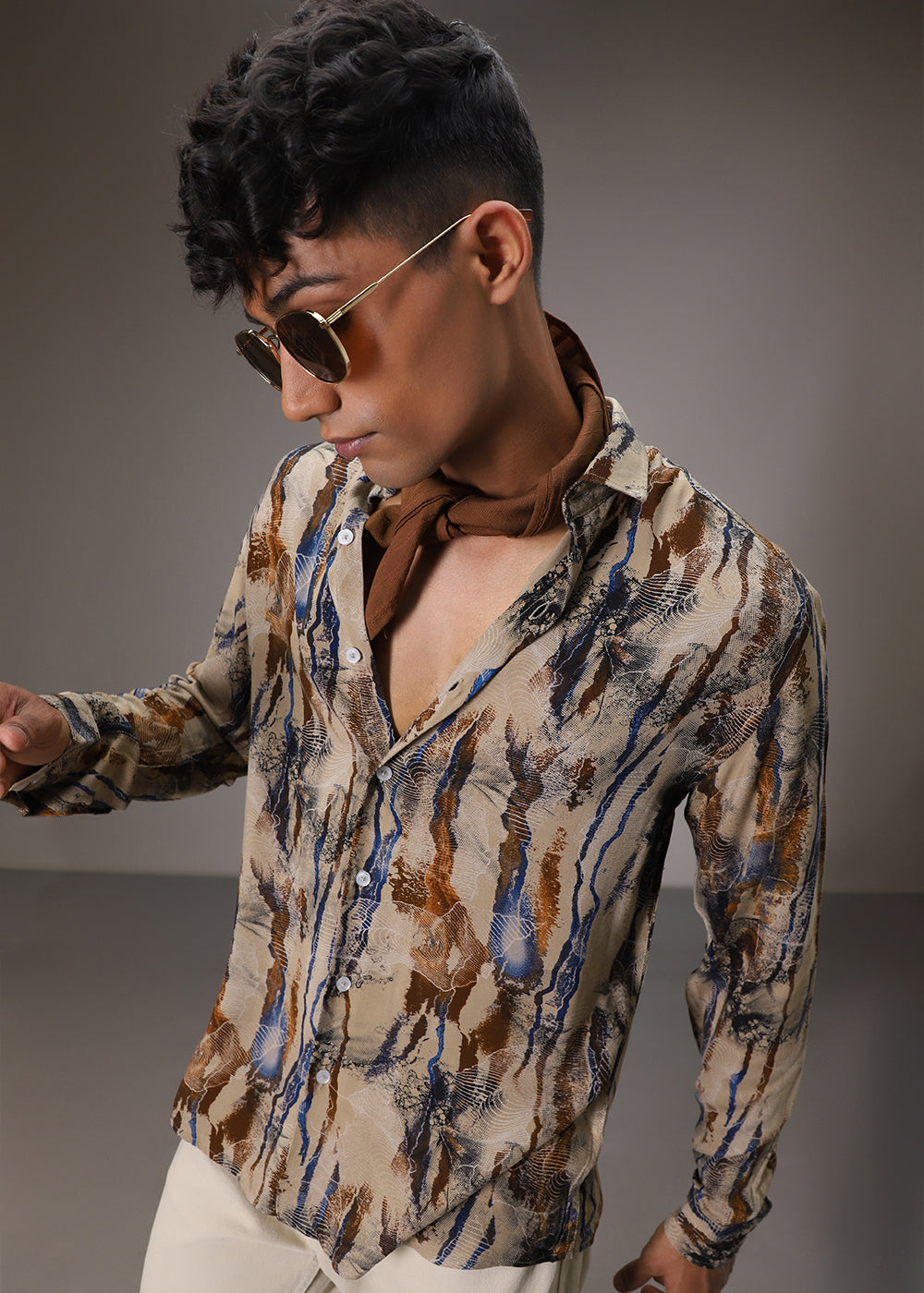 Stroke Fusion Tan Feather Shirt
