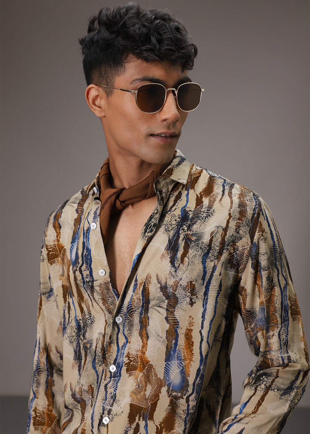 Stroke Fusion Tan Feather Shirt