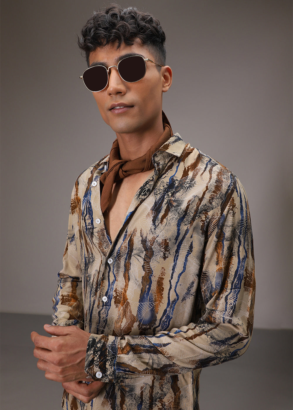 Stroke Fusion Tan Feather Shirt