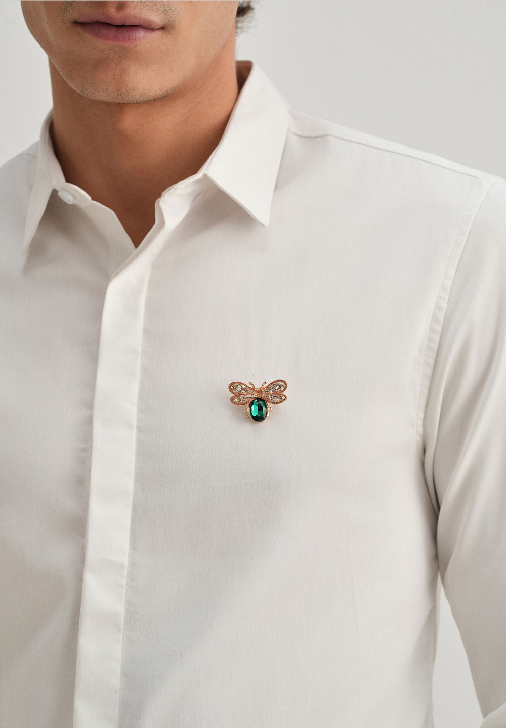 Stud Bee Embellished White Designer Shirt