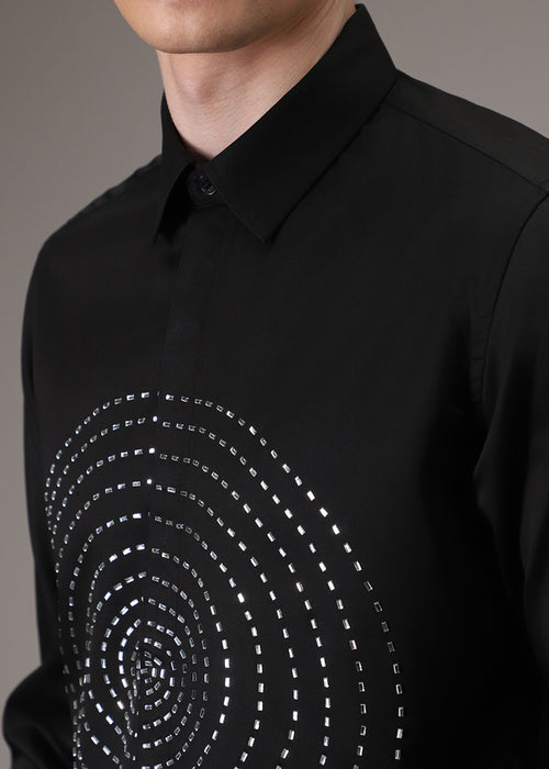 Stud Circle Eleganza Black Shirt