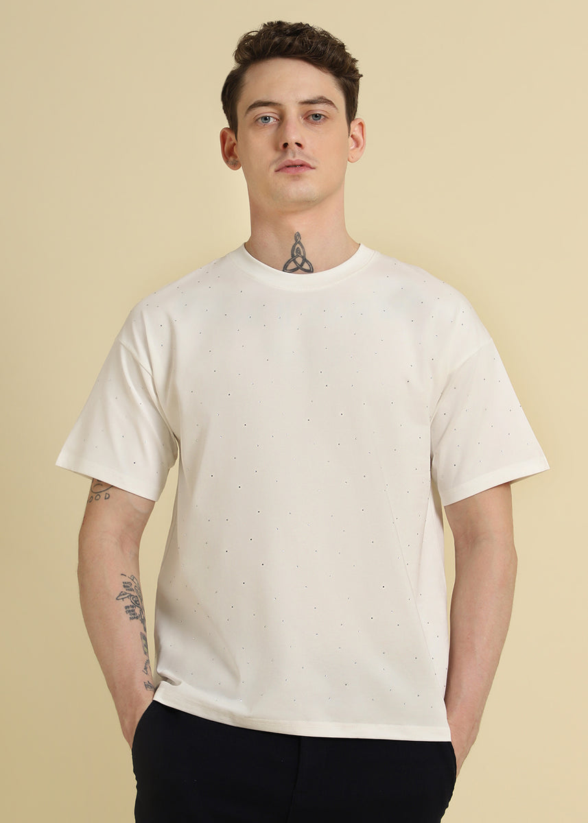 Stud White Oversized T-shirt S TOGA PULLA stone studs white tshirt