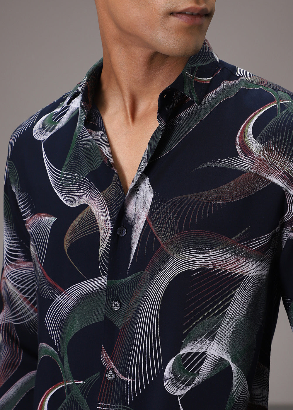 Swirl Pattern Blue Feather Shirt