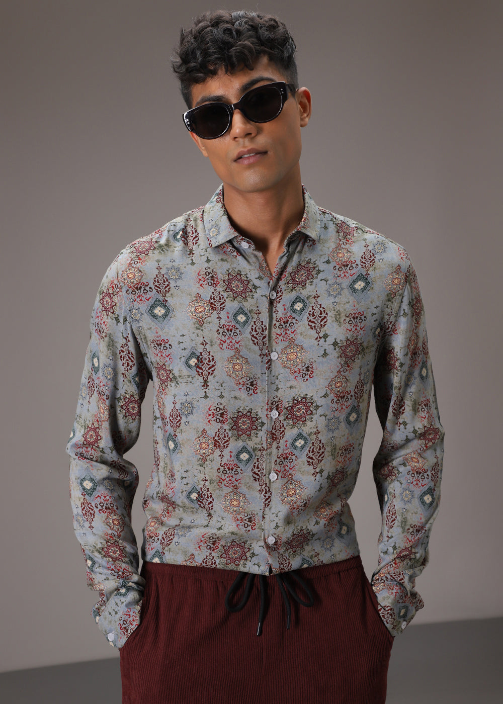 Symmetry Printed Feather Shirt