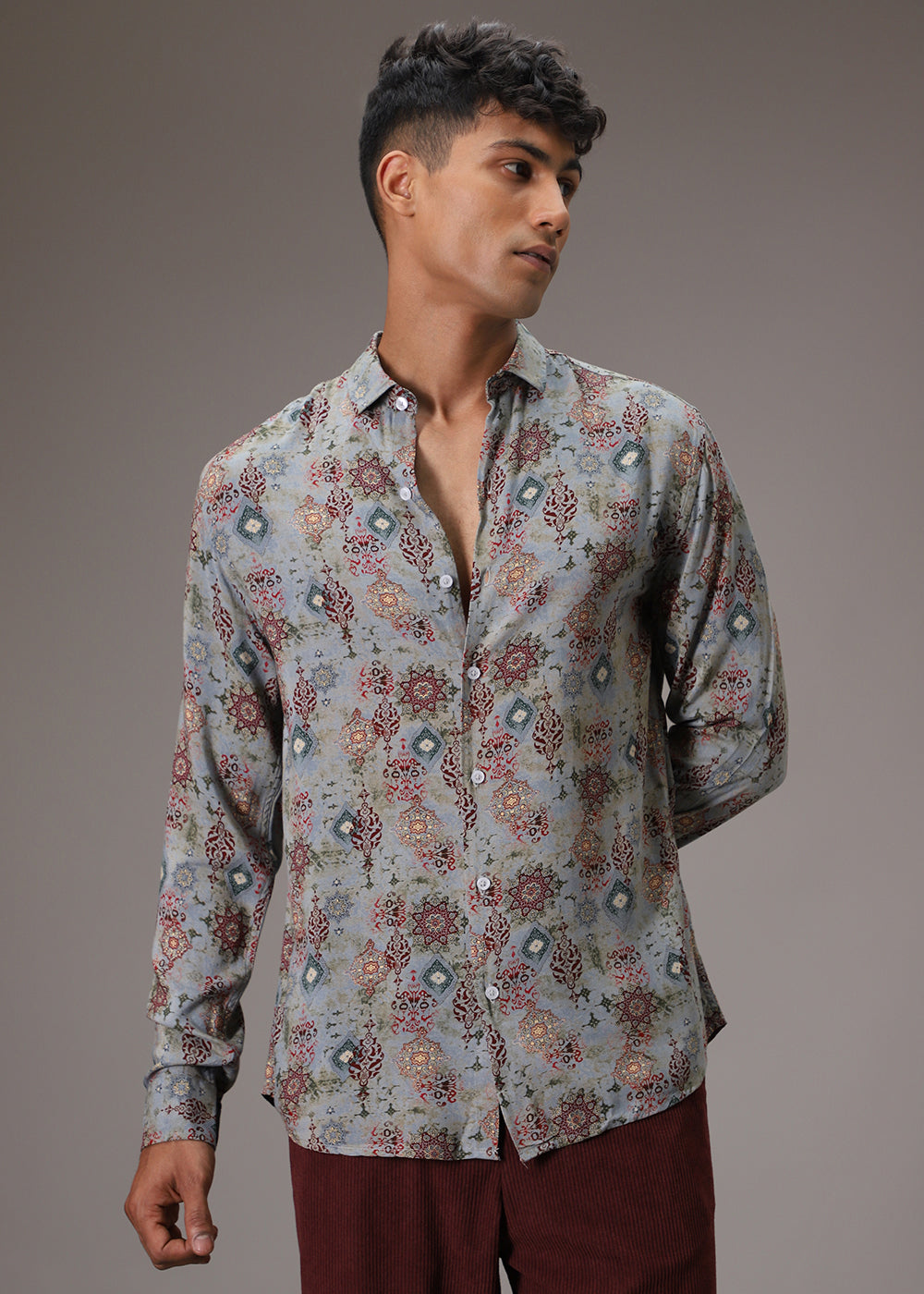 Symmetry Printed Feather Shirt