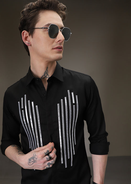 Symmetry Strip black shirt