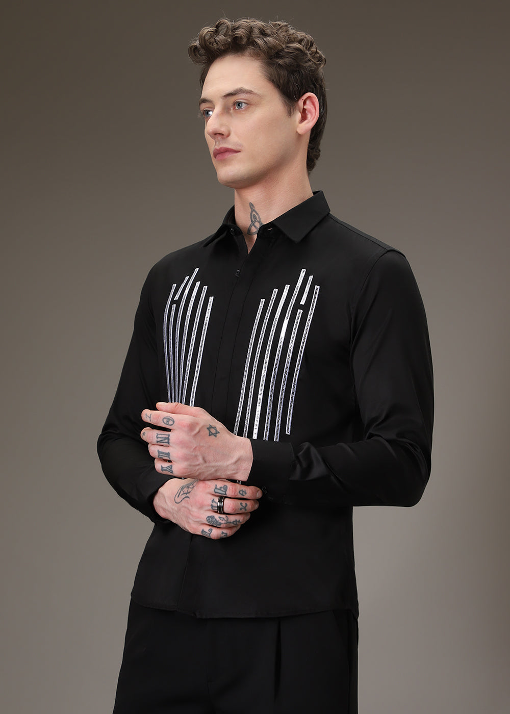Symmetry Strip black shirt