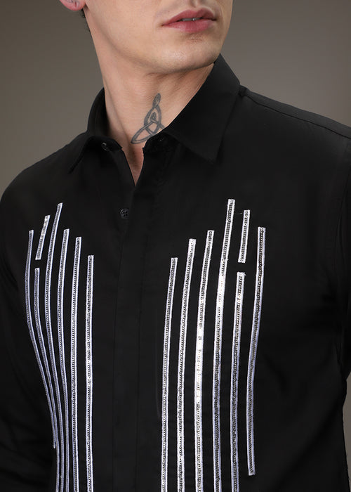 Symmetry Strip black shirt