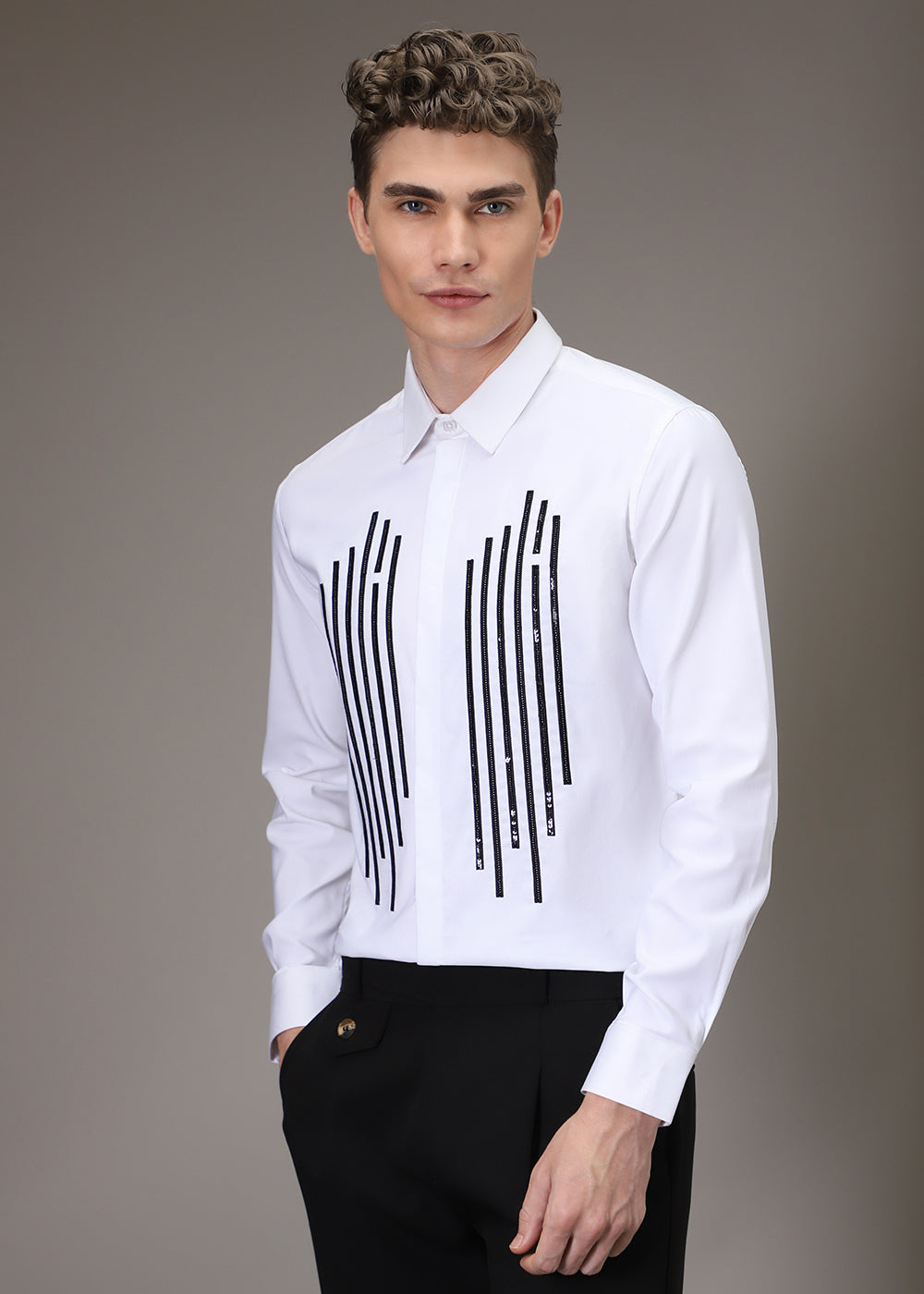 White Symmetry Striped Shirt