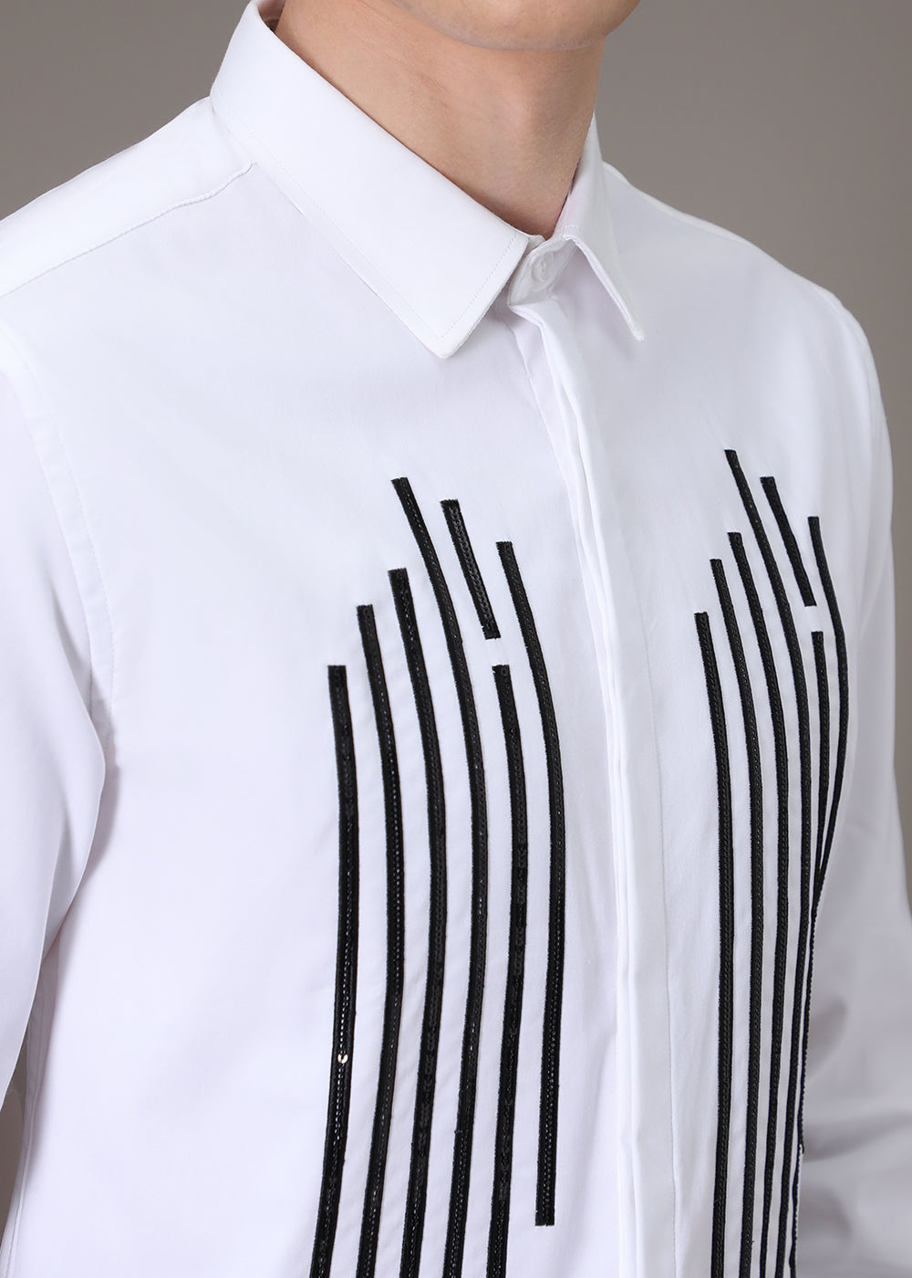 White Symmetry Striped Shirt