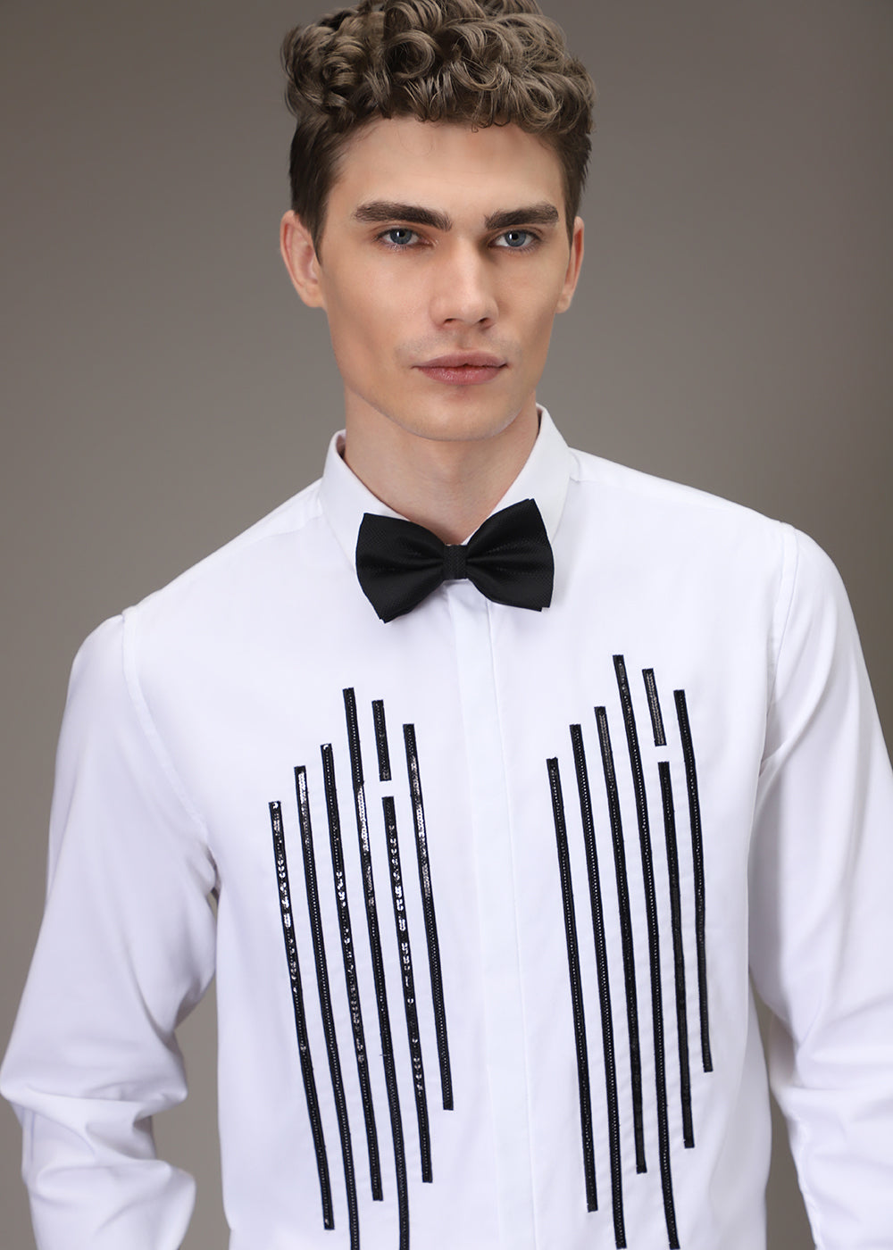 White Symmetry Striped Designer Shirt