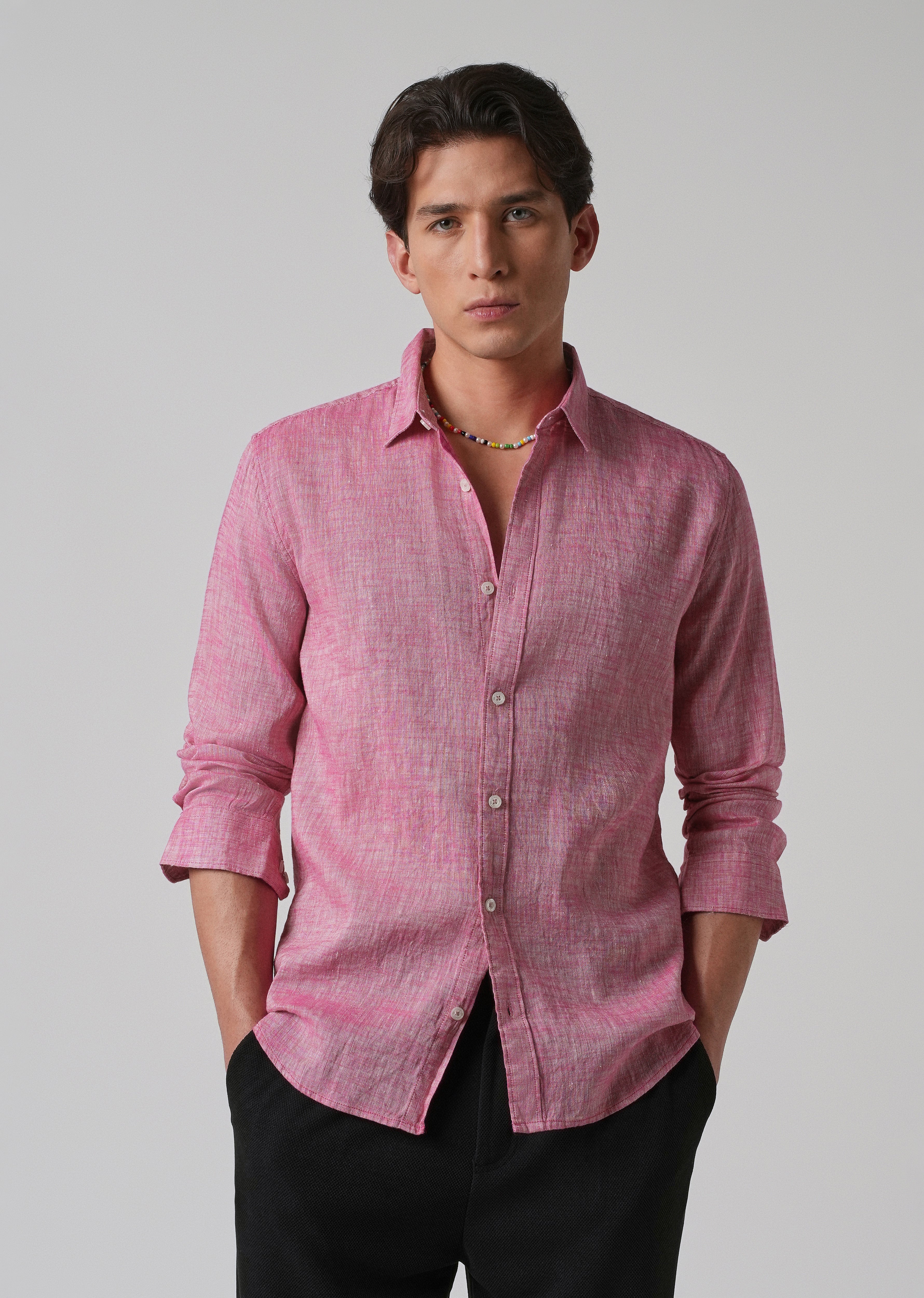 100% Pure Linen Taffy Pink Shirt