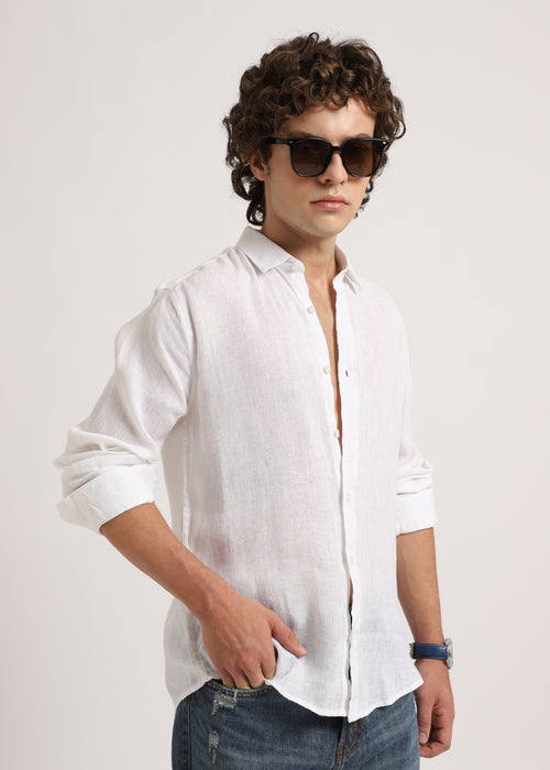 Talc White Linen Shirt