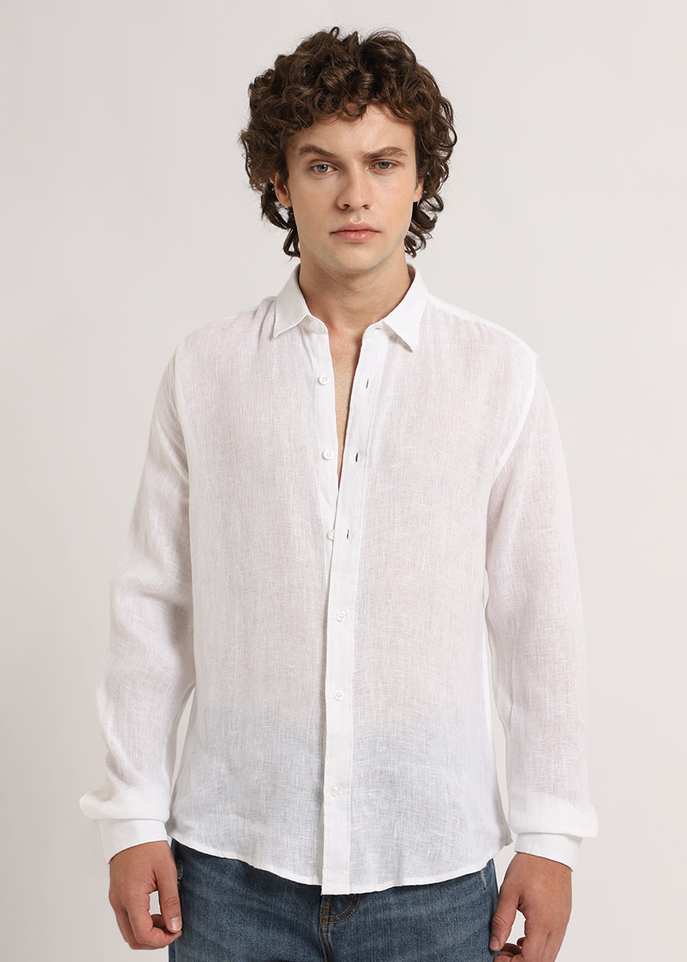 Talc White Linen Shirt