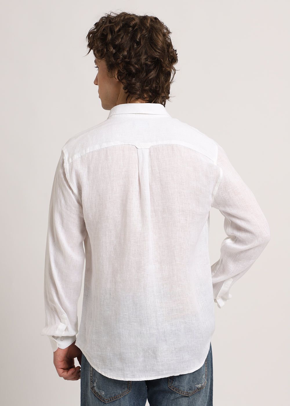 Talc White Linen Shirt