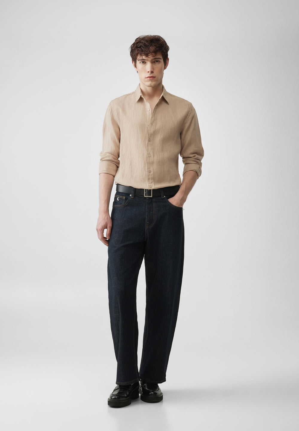 Tan 100% Pure Linen Shirt