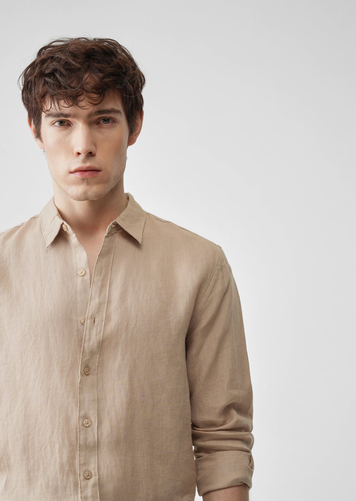 Tan 100% Pure Linen Shirt