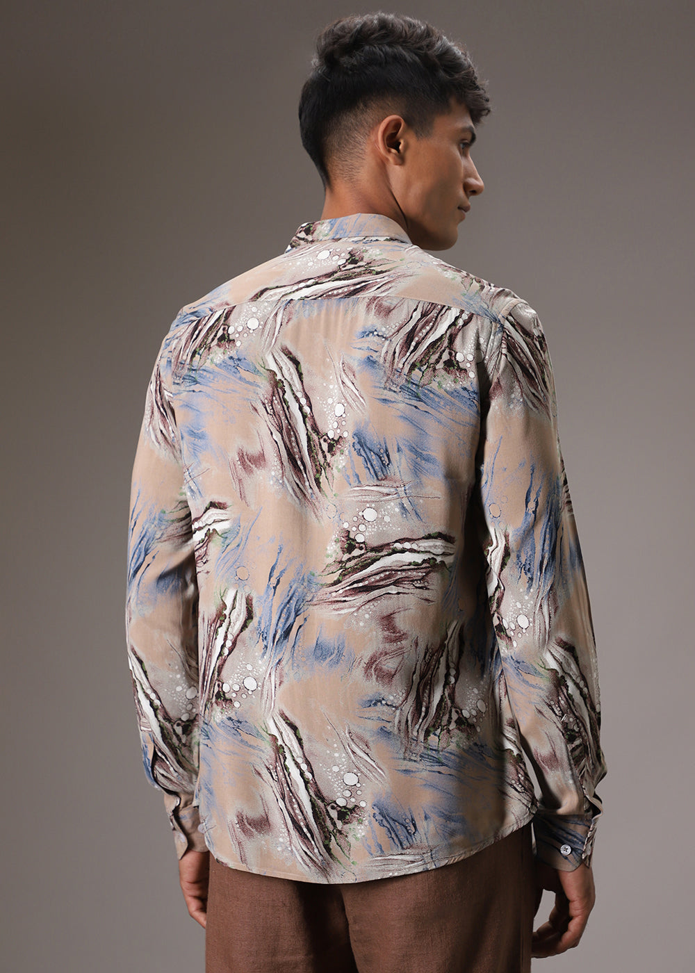 Tan Abstract Feather Shirt