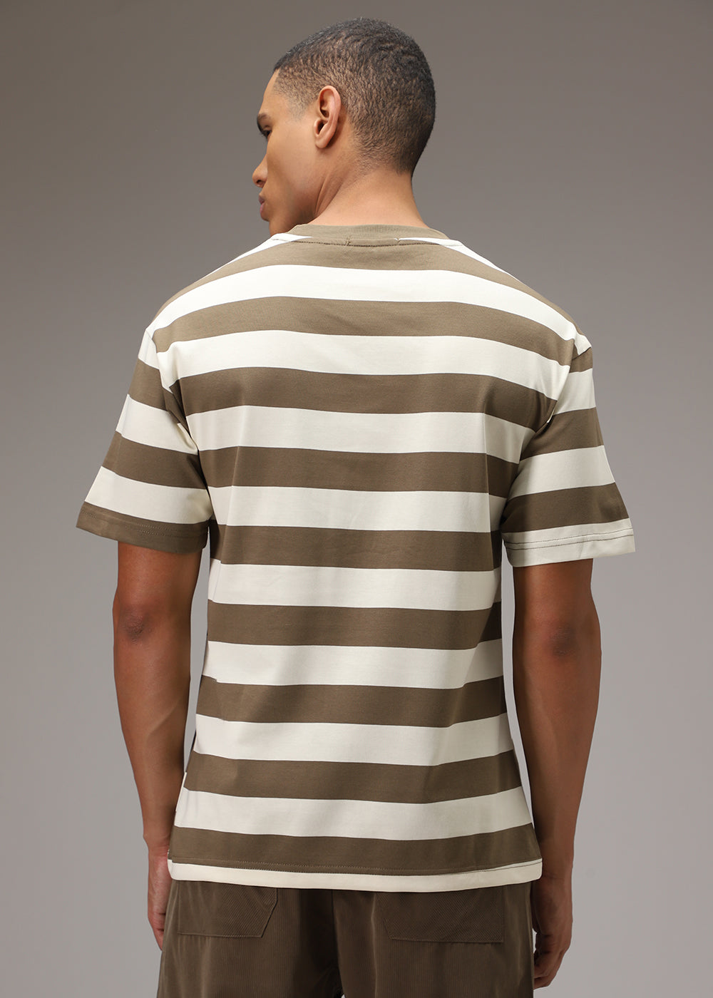 Tan And White Striped T-shirt