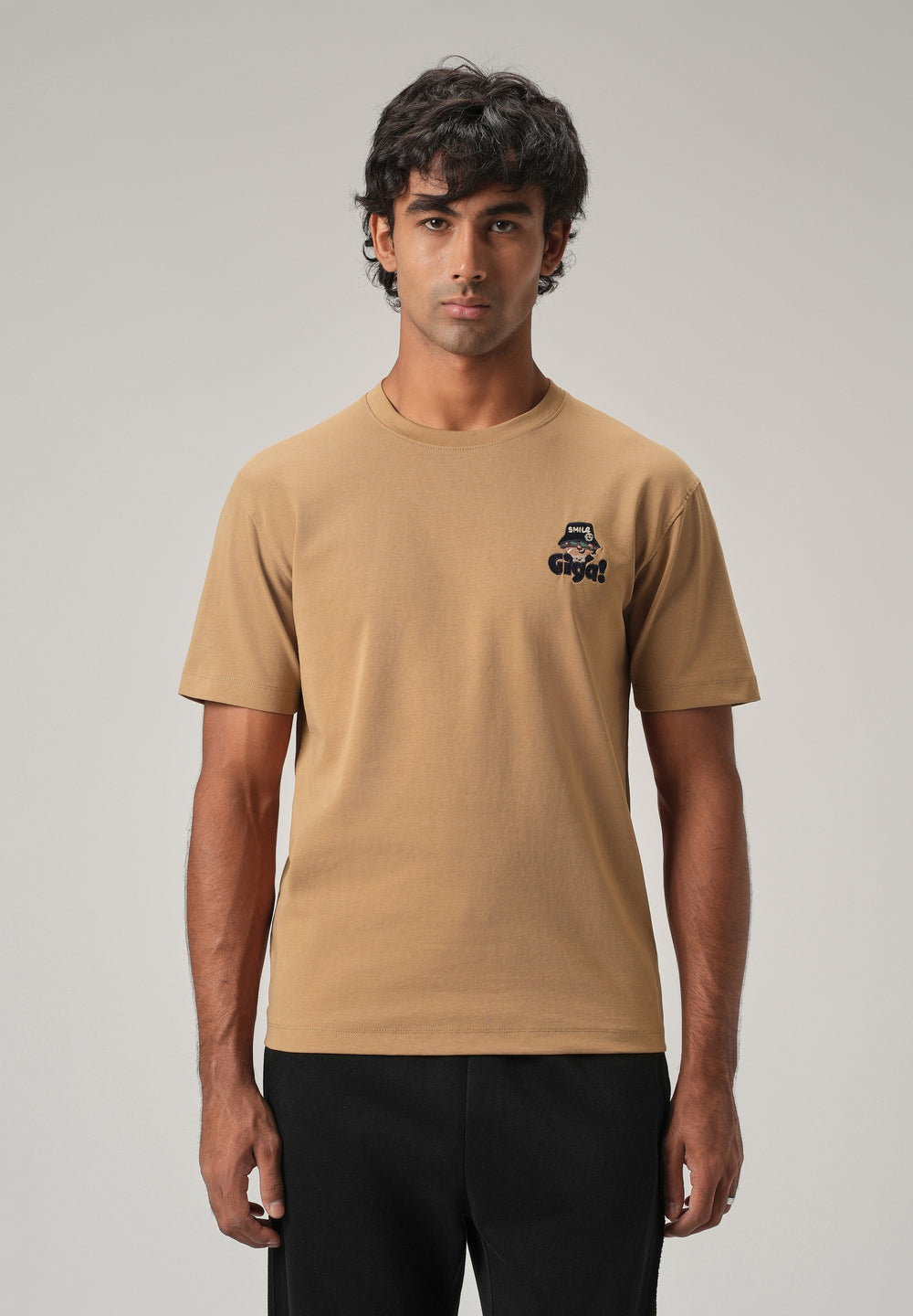 Tan Back Print Slim Fit T-Shirt