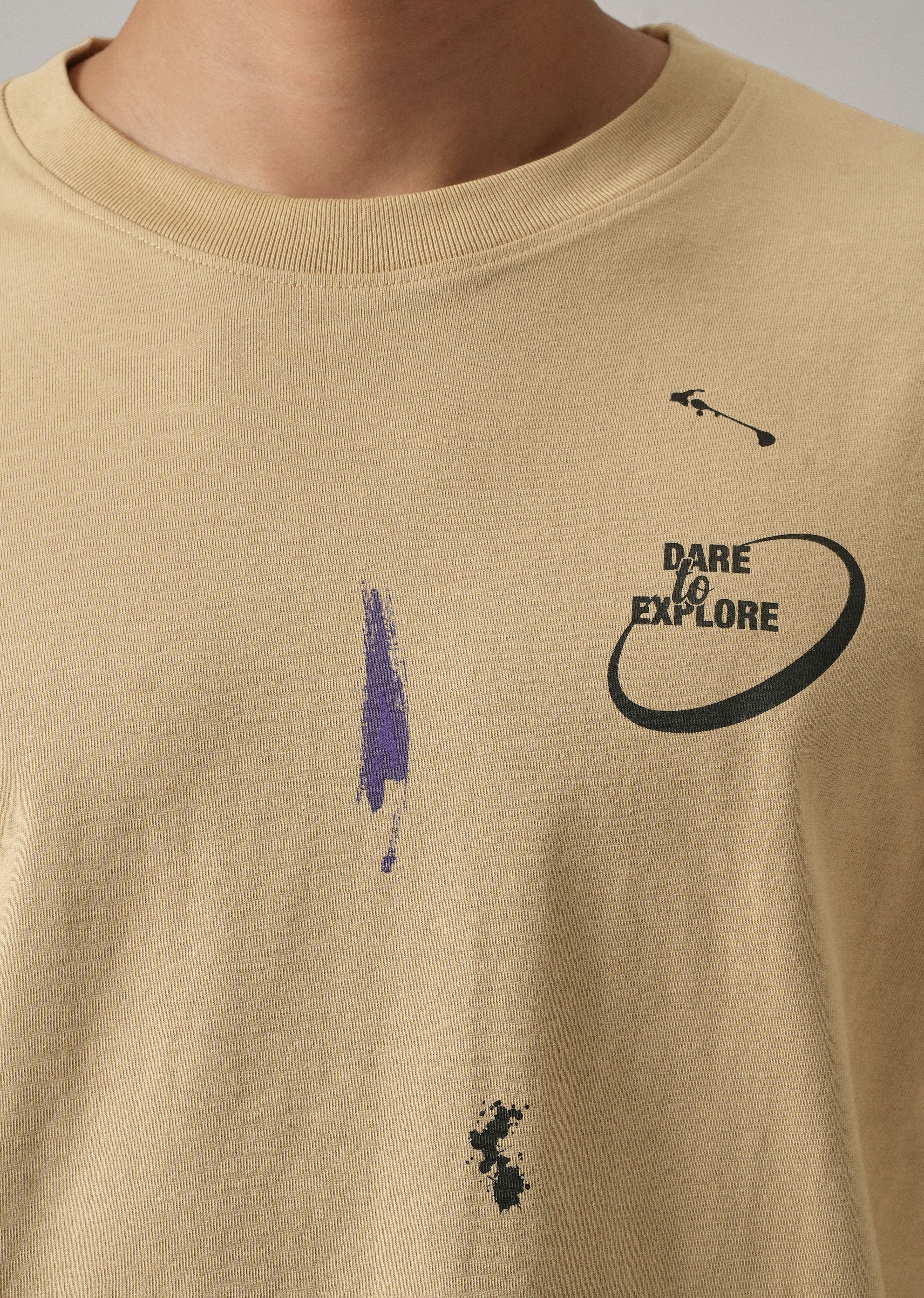 Tan Back Printed Oversized T-Shirt