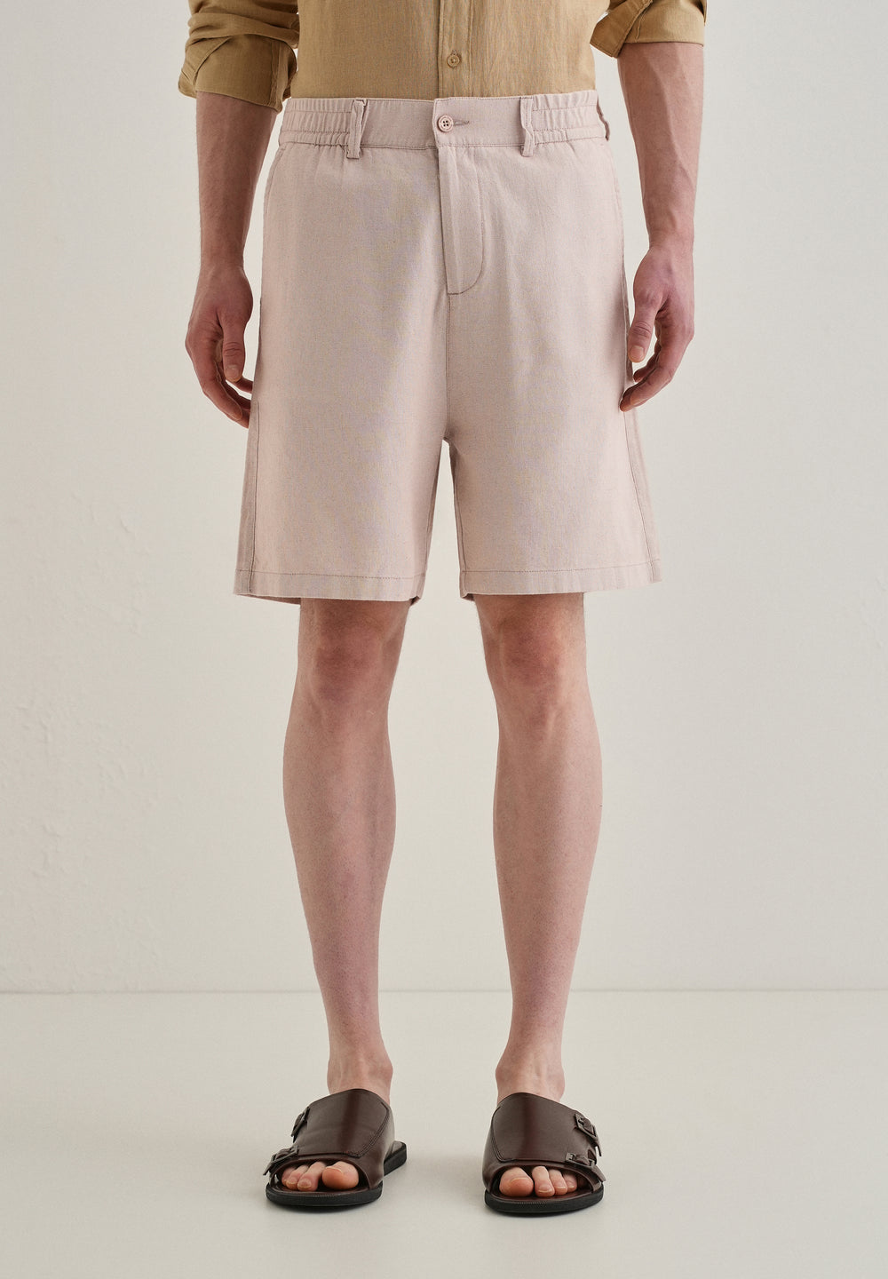 Tan Beige Linen Shorts