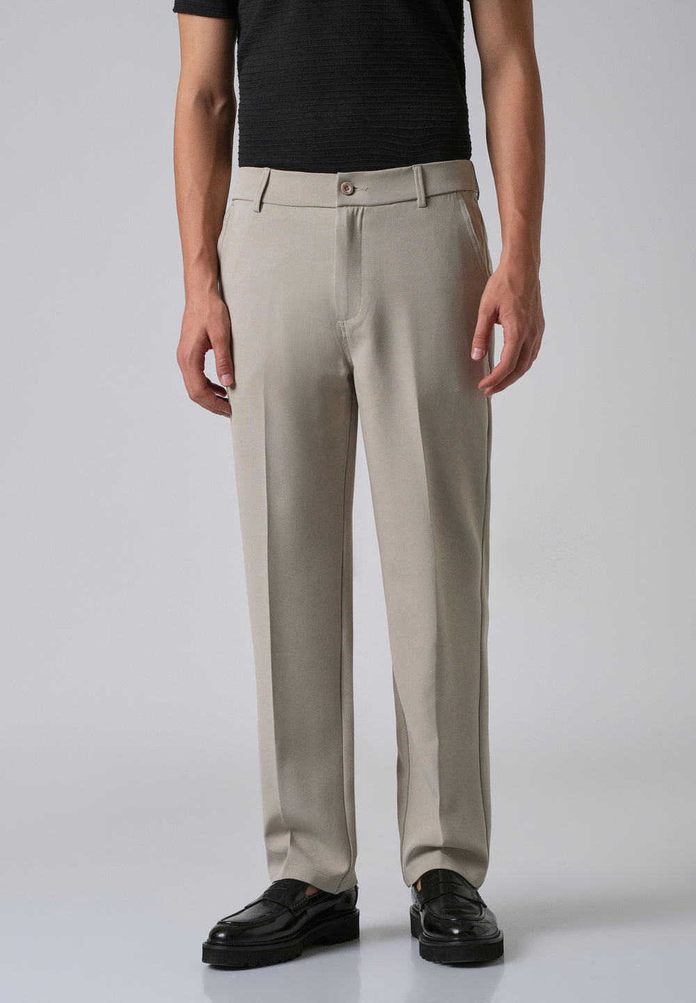 Tan Beige Relaxed Fit Trousers