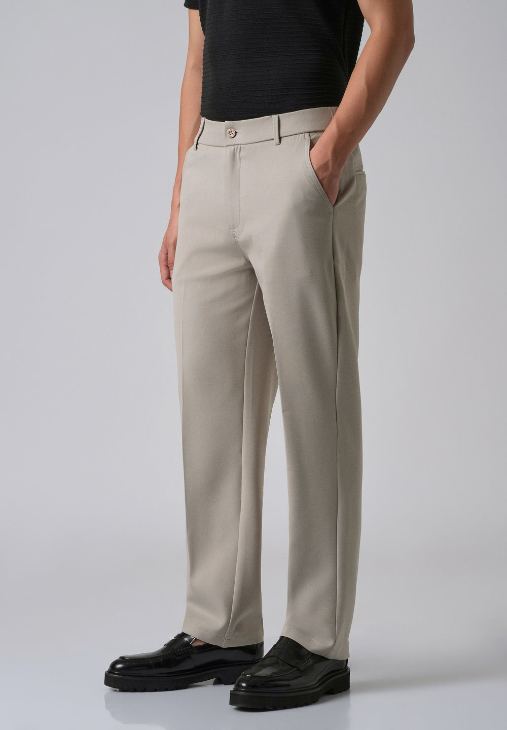 Tan Beige Relaxed Fit Trousers