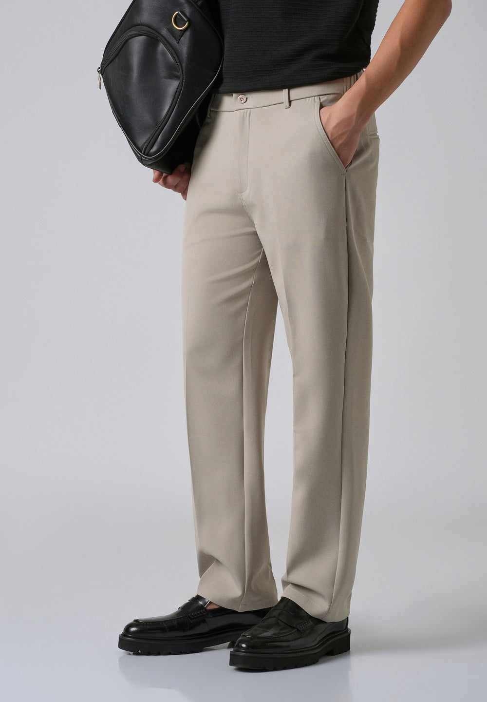 Tan Beige Relaxed Fit Trousers
