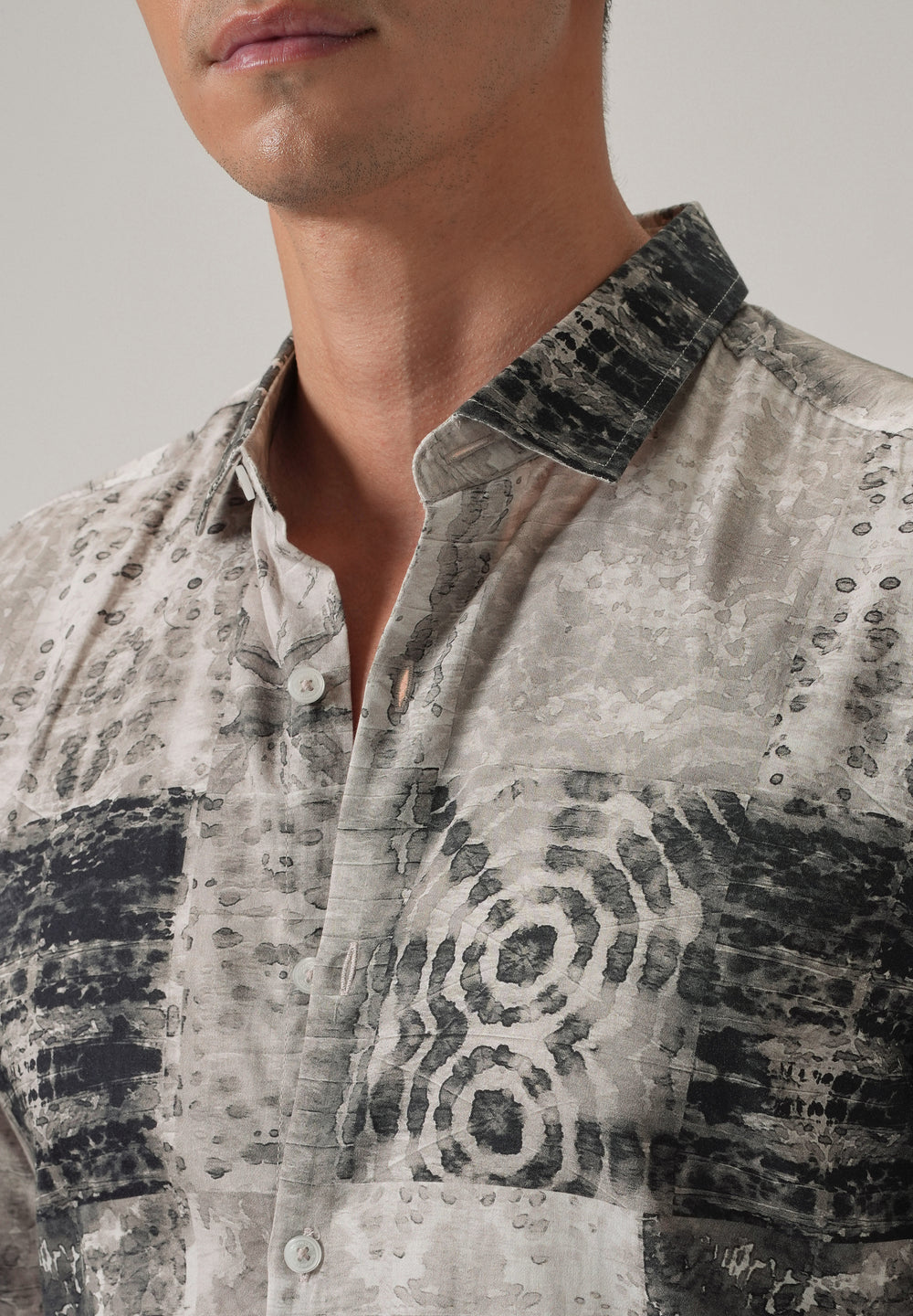 Tan Brown Abstract Print Shirt