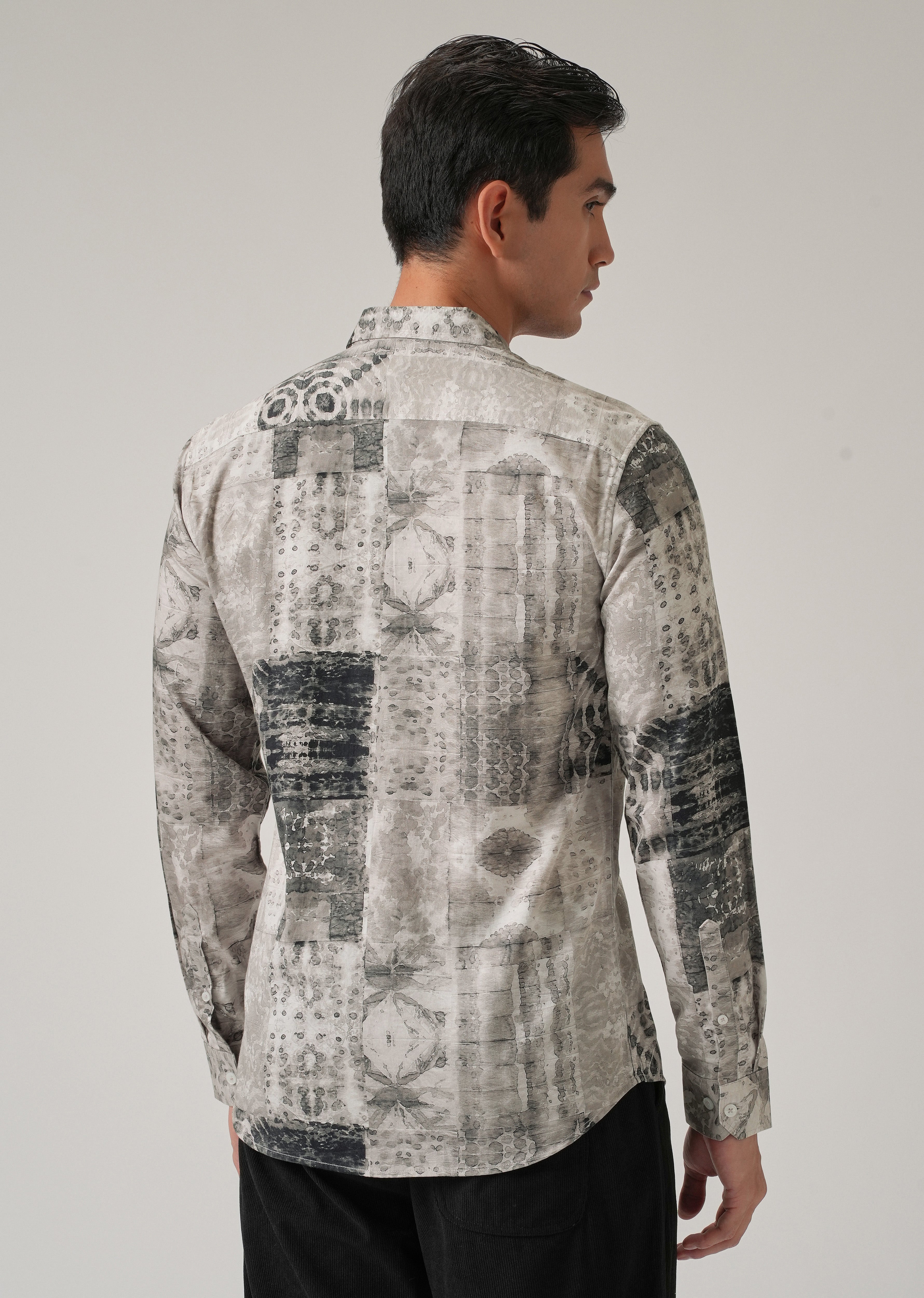 Tan Brown Abstract Print Shirt